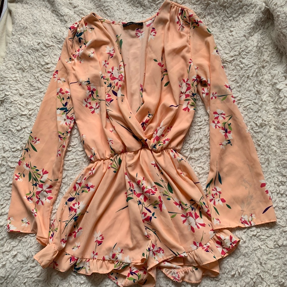 Peach Floral Romper